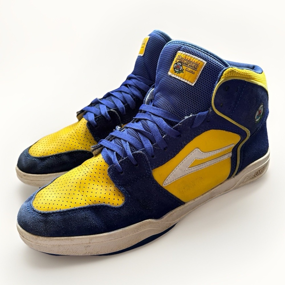 Lakai X Pacifico Shoes Telford High Top Blue/Yellow Suede Skateboard Sneakers 12